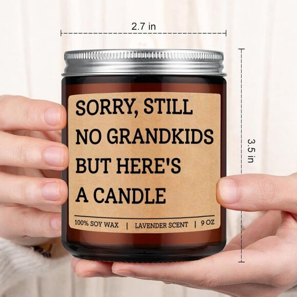 Candle -  "Sorry No Grandkids But Here's a Candle" Lavender Scent - Picture 2 of 5